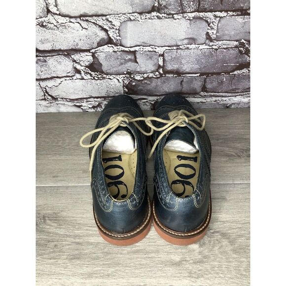 1901 Blue Leather Wingtip Oxfords Lace Up Shoes Men's Sz 9.5M US/43EU M72913 - Picture 7 of 16
